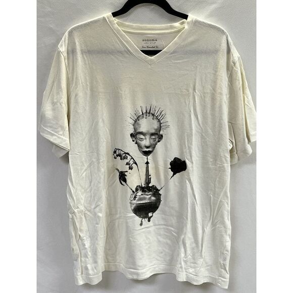 Sonoma Tops - Sonoma Women's Life + Style Sun Drenched Short Sleeve Tee White Large 100% Cotto